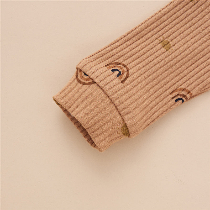 Two-piece Baby Cotton Romper Trousers With Rainbow Pattern